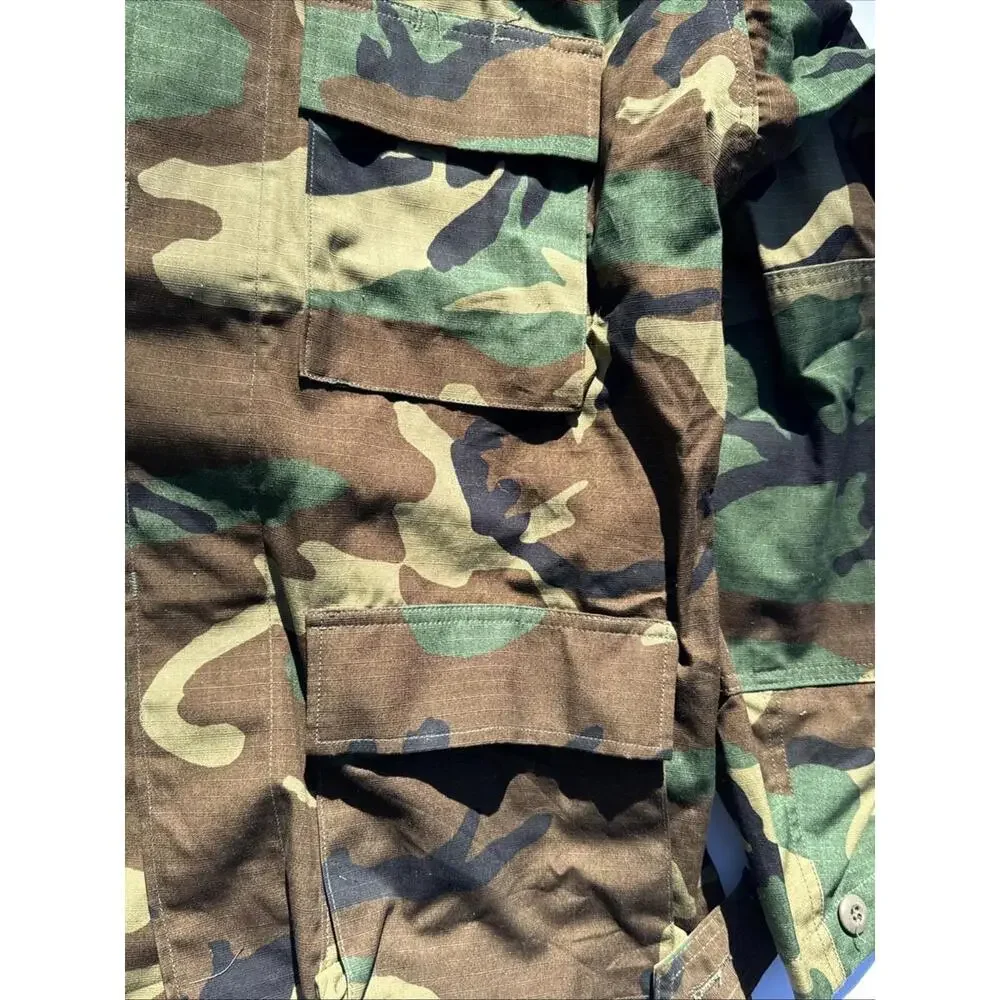 VINTAGE American Apparel Coat MEDIUM Regular Woodland Camo Hot Weather Combat - Picture 3 of 8